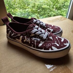 Vans Kids Maroon and White Patterned Shoes